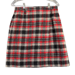 Eddie Bauer Women's Wool Nylon Blend Plaid Skirt Multicolor Size 10 Knit